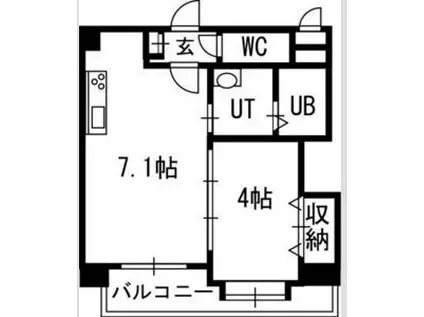 クラッセ北大通II(1DK/2階)の間取り写真