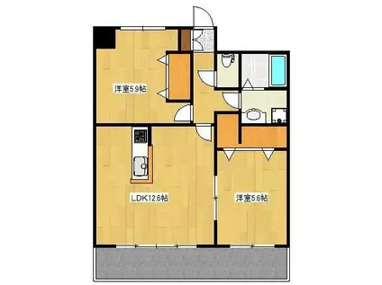 クロノス16月出(2LDK/8階)の間取り写真