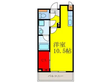 青葉丘リーセント(ワンルーム/3階)の間取り写真