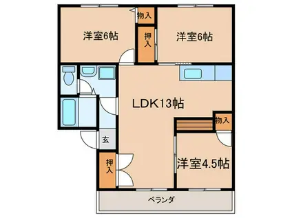 エクセルクローバーC棟(3LDK/2階)の間取り写真