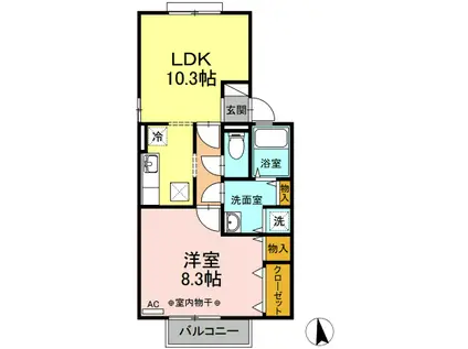 ステイトメント安宅B(1LDK/1階)の間取り写真