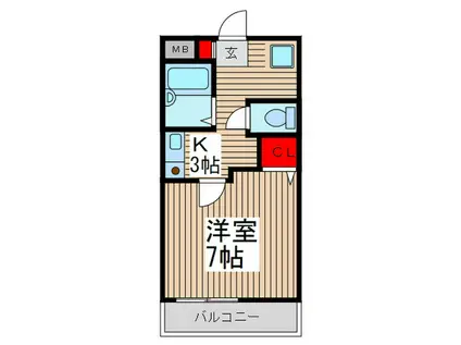 コーポフタバ(1K/1階)の間取り写真