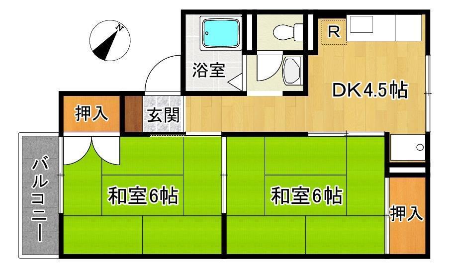 リトルハイツ(2DK/1階)の間取り写真