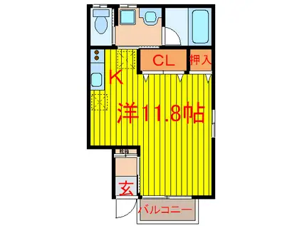 アビテブランシュ関町(ワンルーム/1階)の間取り写真