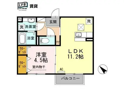 ソレイユ・ガーデン(1LDK/1階)の間取り写真