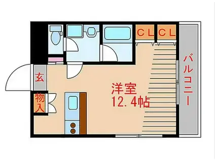 プルメリア(ワンルーム/2階)の間取り写真