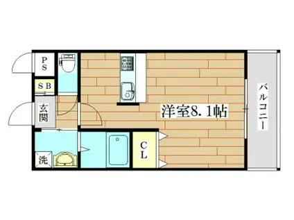 ガルリ高槻(1K/1階)の間取り写真