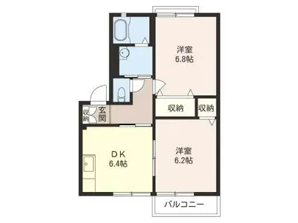 ファーストスクエアF(2DK/2階)の間取り写真