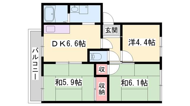 サンシティハイツ(3DK/2階)の間取り写真