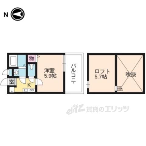 ロフティ四条大宮(1K/1階)の間取り写真