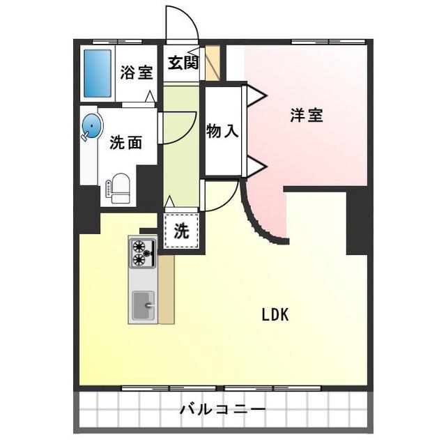 ハイリビングK(1LDK/2階)の間取り写真