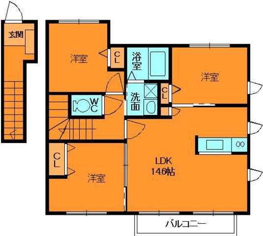 コンフォート東福寺C(3LDK/2階)の間取り写真