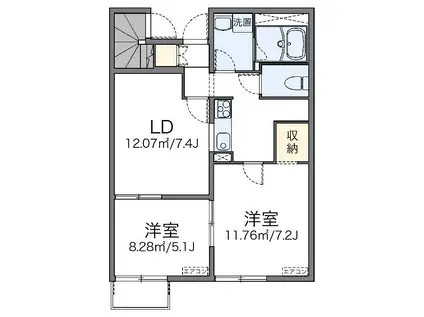 レオネクストエスペランサ(2LDK/1階)の間取り写真
