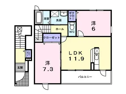 MOON BRIDGE1(2LDK/2階)の間取り写真