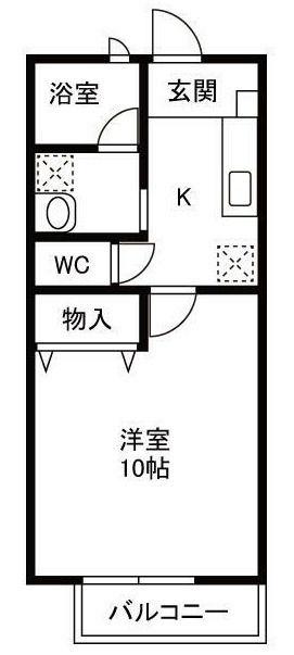 グリーンヒルズ A(1K/1階)の間取り写真