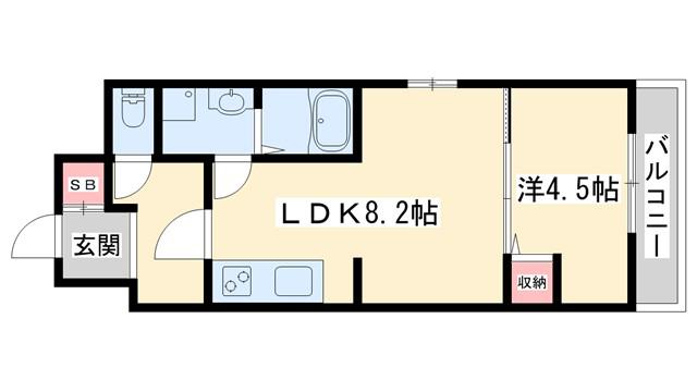 アーバンコート加古川(1LDK/1階)の間取り写真