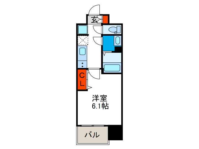 VITA弁天町(1K/10階)の間取り写真