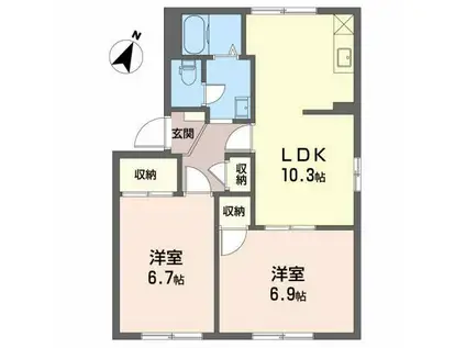 タウニーA(2LDK/1階)の間取り写真
