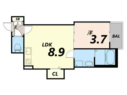 HABITASION京口(1LDK/2階)の間取り写真