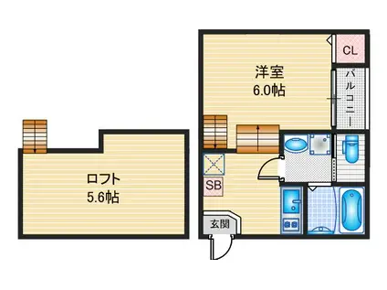 ハーモニーテラス神前V(1SK/2階)の間取り写真