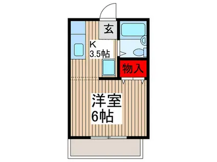 ルフランII(1K/1階)の間取り写真