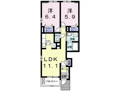 グラン・ベルII(2LDK/1階)の間取り写真