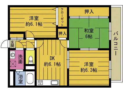 ドリームGOTO(3DK/2階)の間取り写真