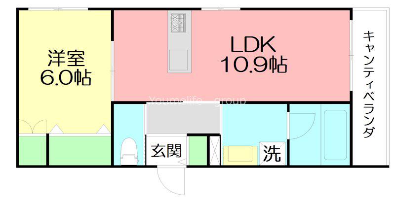 HOUOLI EBINA(1LDK/3階)の間取り写真