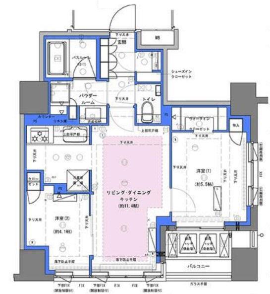 ディームス大手町ノース(2LDK/10階)の間取り写真
