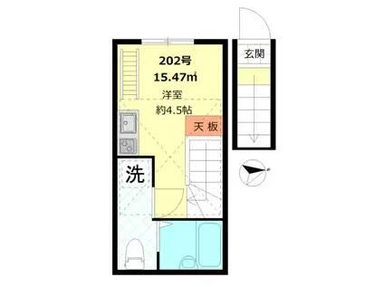 グラシア蒲田(ワンルーム/2階)の間取り写真