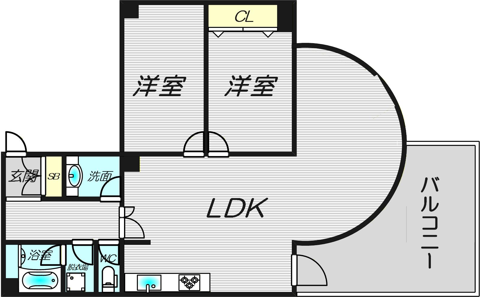 シオンズガーデン花川(2LDK/2階)の間取り写真