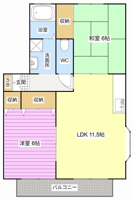 ヴィラ・サザンクロス F(2LDK/2階)の間取り写真