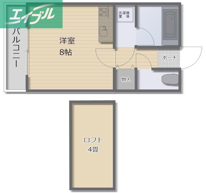グランドハイツ東古松(ワンルーム/4階)の間取り写真