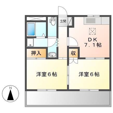 パレスアベニール(2DK/2階)の間取り写真