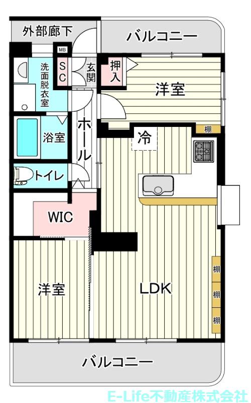 マルカハイツC(2LDK/3階)の間取り写真