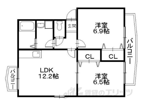ポミエール・パージ(2LDK/3階)の間取り写真