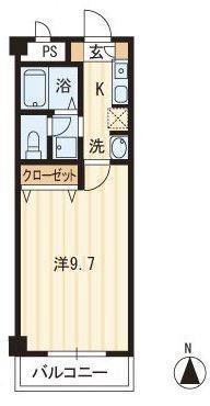 アペレス木太(1K/2階)の間取り写真
