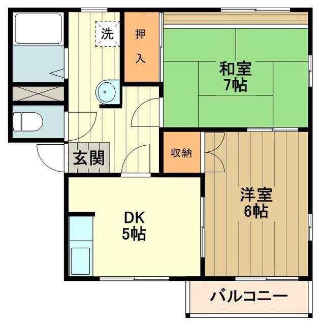 ジュネスけやき(2DK/1階)の間取り写真