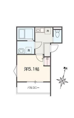 MELLAS西大宮III(1K/2階)の間取り写真