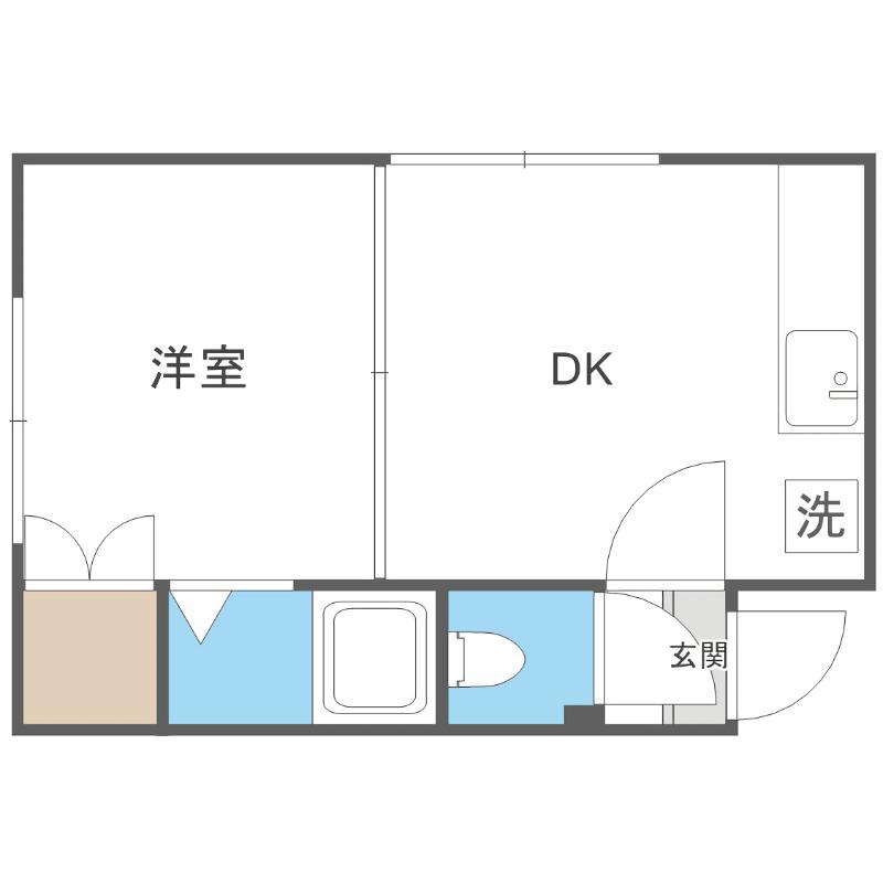 ハイツ鈴蘭(1DK/2階)の間取り写真