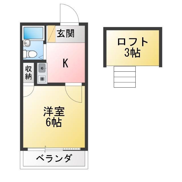 パレス忠節(1K/2階)の間取り写真