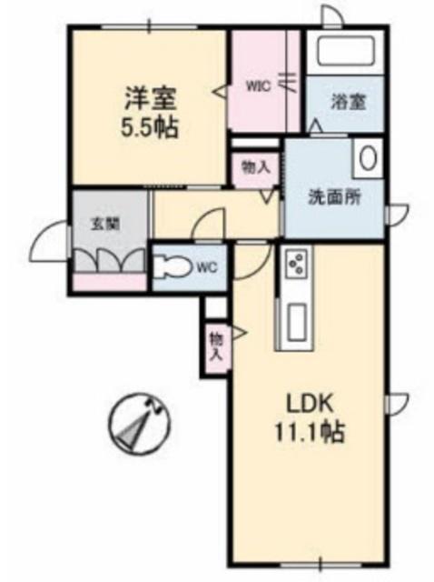 コンフォーザ A棟(1LDK/1階)の間取り写真