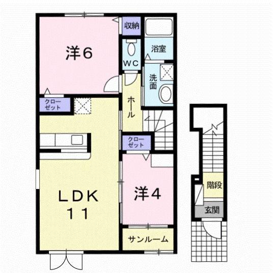 ソレイユベルVII(2LDK/2階)の間取り写真