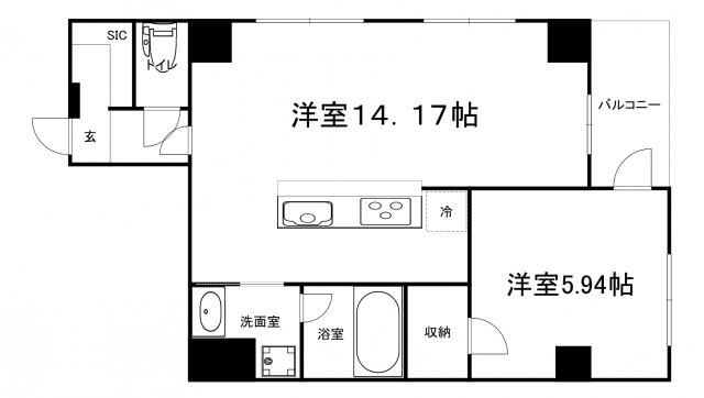 BRAVE天満橋京町(1LDK/9階)の間取り写真