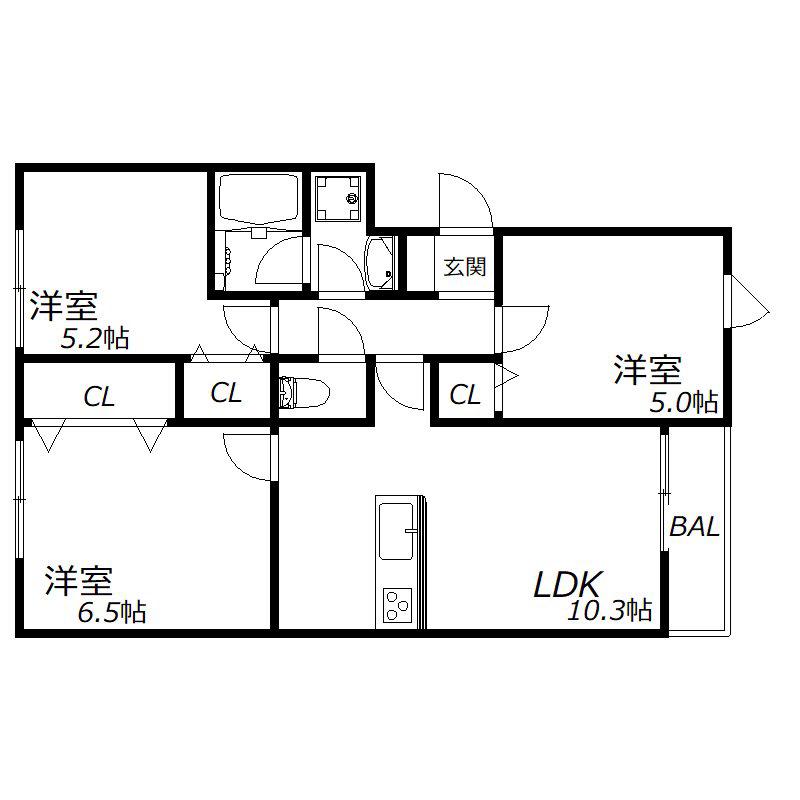 グルーブ五色山(3LDK/2階)の間取り写真
