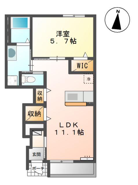 グランピュア イヴI(1LDK/1階)の間取り写真