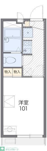 レオパレスハポネスII(1K/1階)の間取り写真