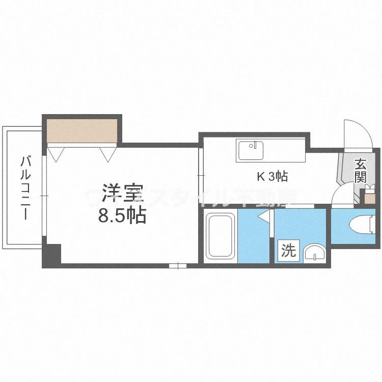 ドミール関大前(1K/2階)の間取り写真