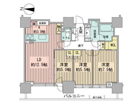 シティタワーズ円山(3LDK/11階)の間取り写真