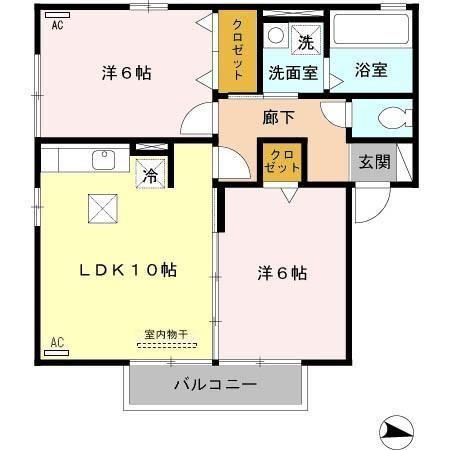 ビラ・ソレイユ(2LDK/1階)の間取り写真